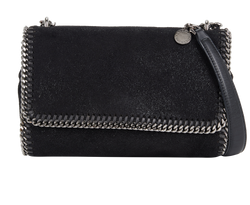 Small Falabella Flap Bag, Faux Suede, Black, SP17, DB, 2*